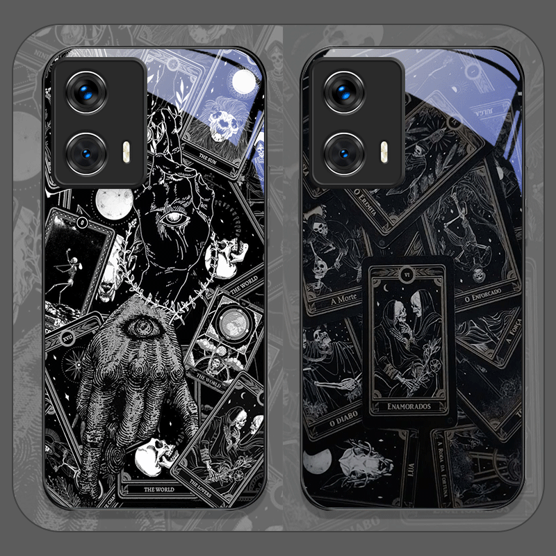 Phone Cases Motorola - Vintage Gothic Tarotkarten Bedruckte Gehärtete Glas-Handyhülle