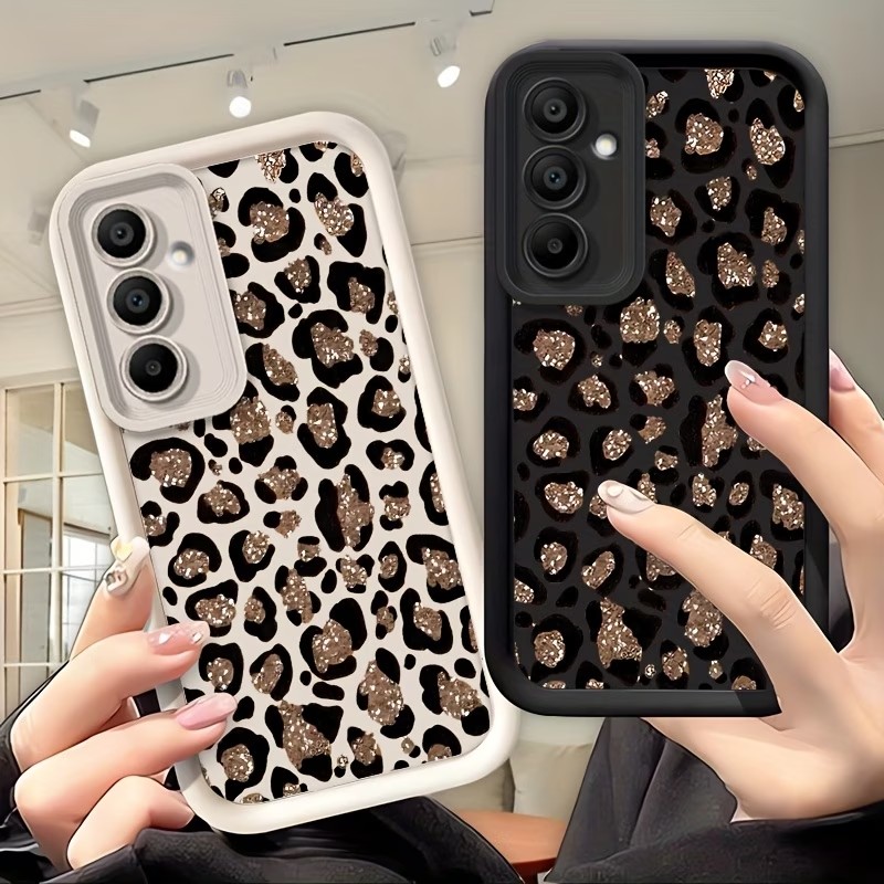 Phone Cases Leopard Print - Glitzernde Leopardenmuster-Silikon-Handyhülle für Samsung Galaxy A73