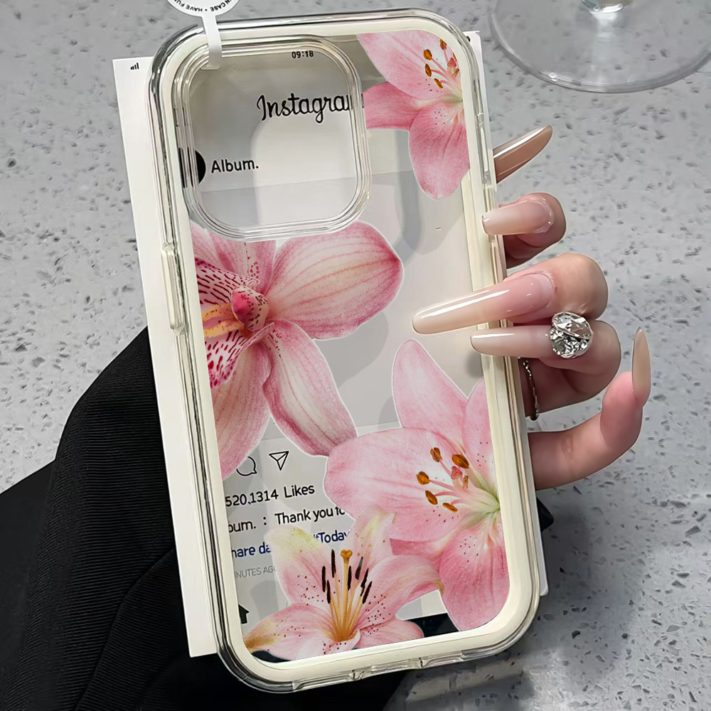 Phone Cases Pink - Rosa Lilien-Blumen Transparente Handyhülle für iPhone