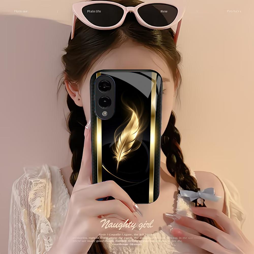Glänzende goldene Feder-Handyh – Phone Cases Quad Lock Bewertung und Preis